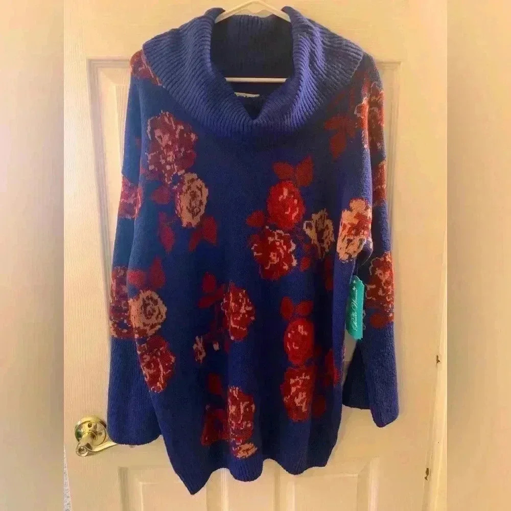 The Pioneer Woman Floral Jacquard Cowl Neck Sweater